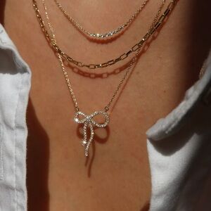 New cupcakes & cashmere x loveshackfancy presidio diamond 14kt Bow Necklace $700